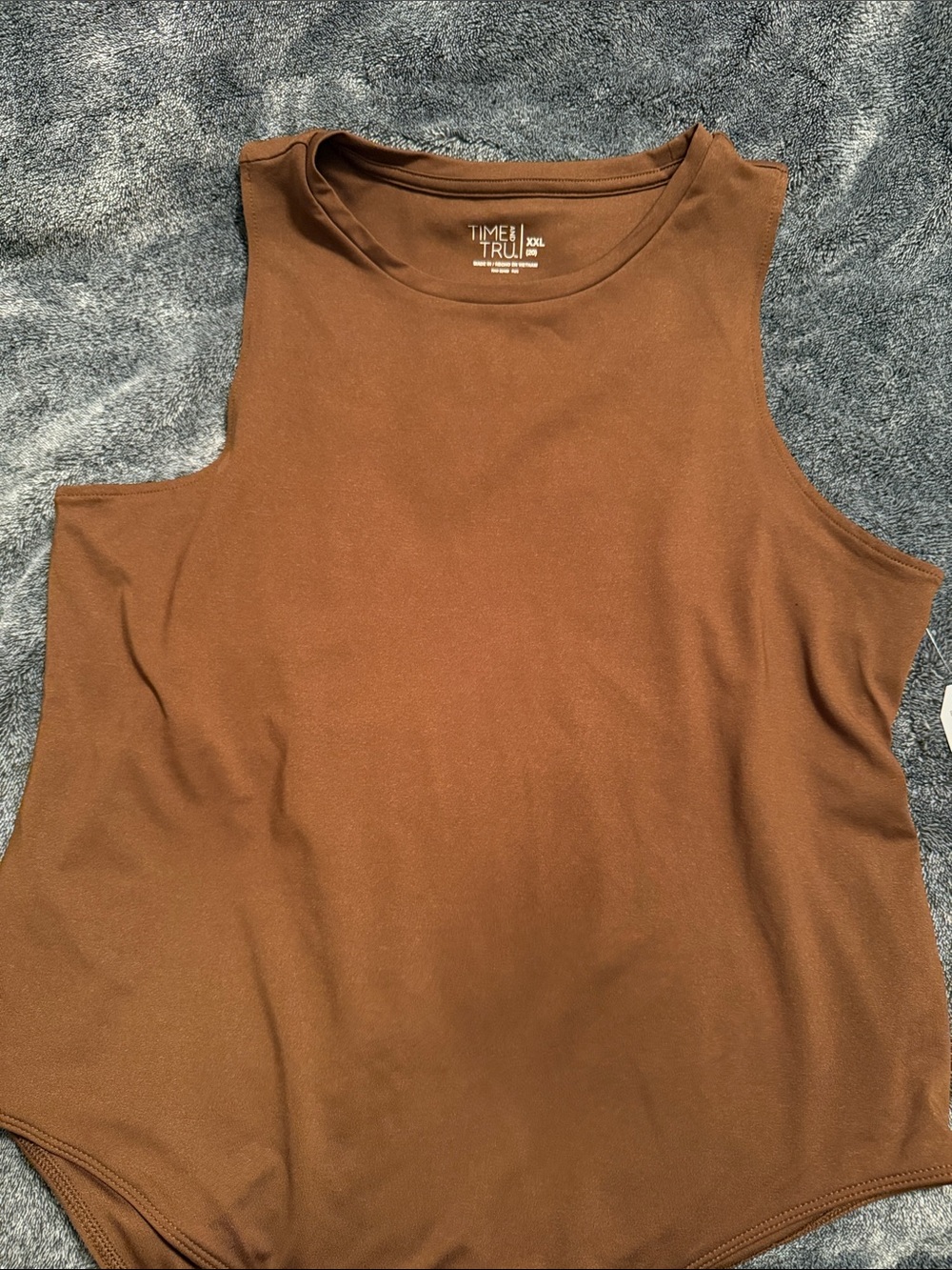 Time and Tru Chestnut Brown Ribbed Tank Bodysuit